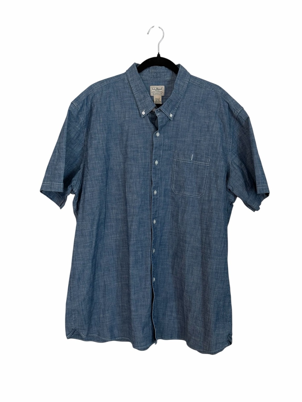 L.L. Bean Men's Traditional Fit Short Sleeve Chambray Button Down Sz XXLT GUC